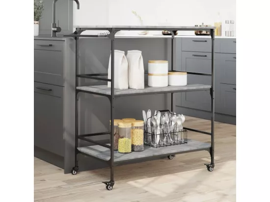 Chariot de cuisine sonoma gris 100,5x50x105cm bois d'ingénierie