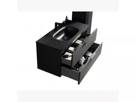 Ensemble meuble de salle de bain 100 cm noir Aqualinea