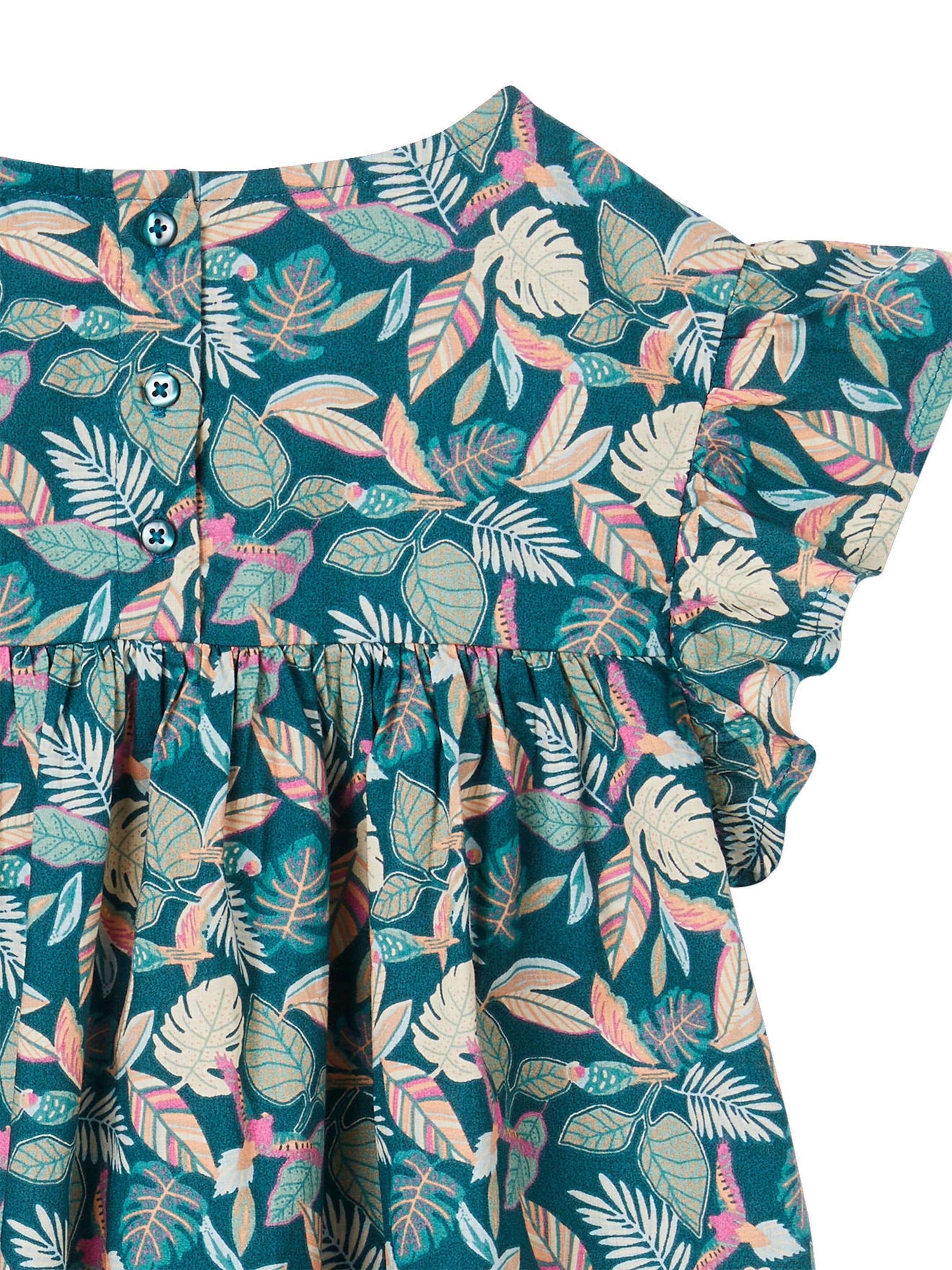 Vertbaudet Kurzärmeliges Mädchen Sommerkleid tannengrün