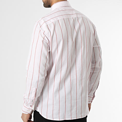 Chemise Manches Longues A Rayures Oxford Stripe 0080 Rose Clair