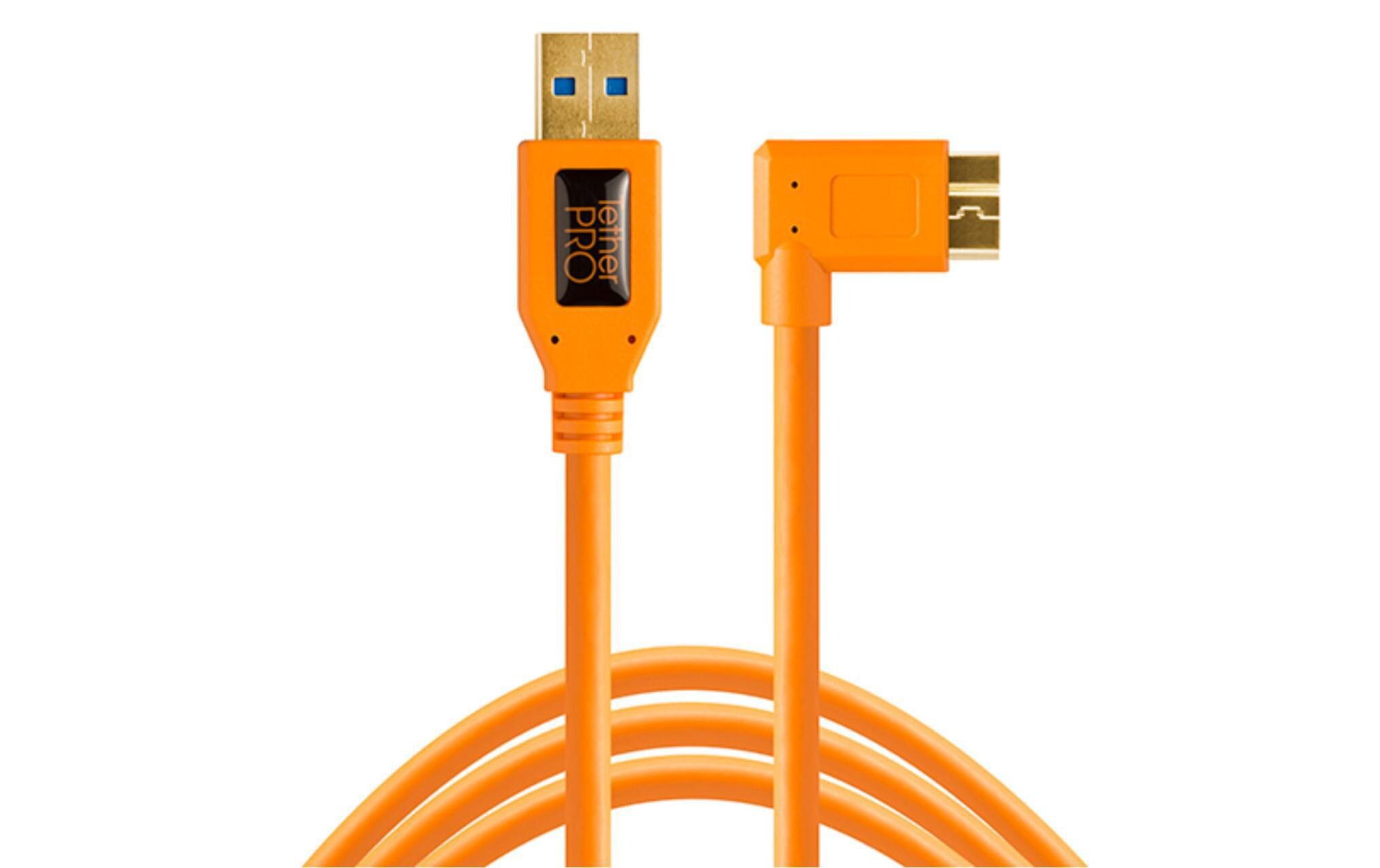 Kabel USB 3.0 Micro B Right Angle 4.6 Meter – orangeAbgewinkeltes USB 3.0 zu Micro-USB Kabel, 4.6 Meter