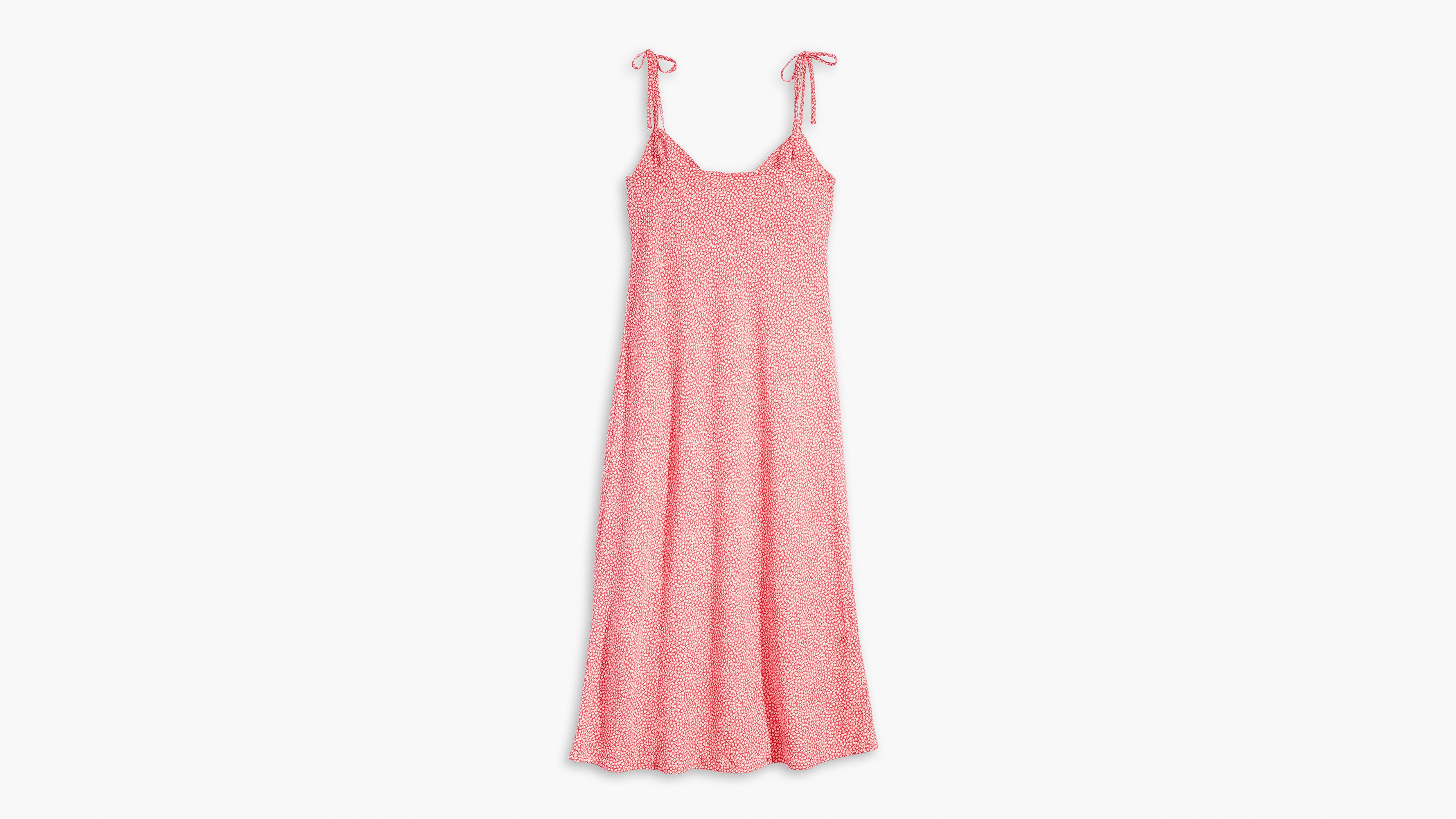 Robe mi-longue Rena - Olive Floral Coral Red - Rouge