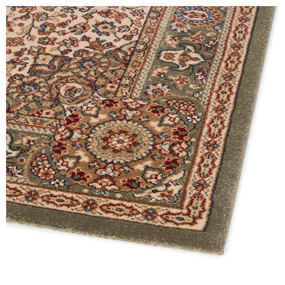 Tapis style persan en velours ras - cyra - camel et kaki - 133 x 195 cm