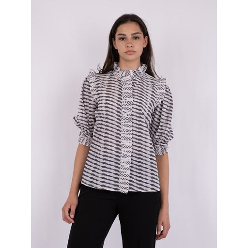 Neo Noir Chacha Graphic Bluse, Antracit, 42