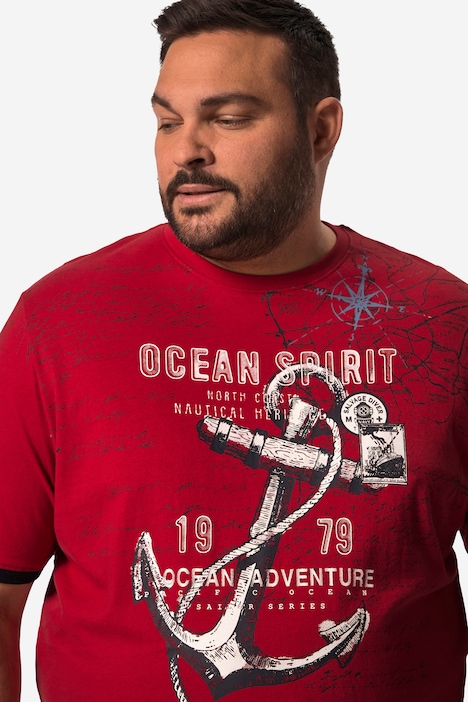 Men+ T-Shirt, Halbarm, großer Print, Rundhals, bis 8 XL