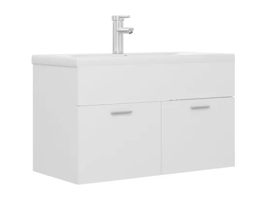 Armoire d'évier avec lavabo intégré Blanc Aggloméré