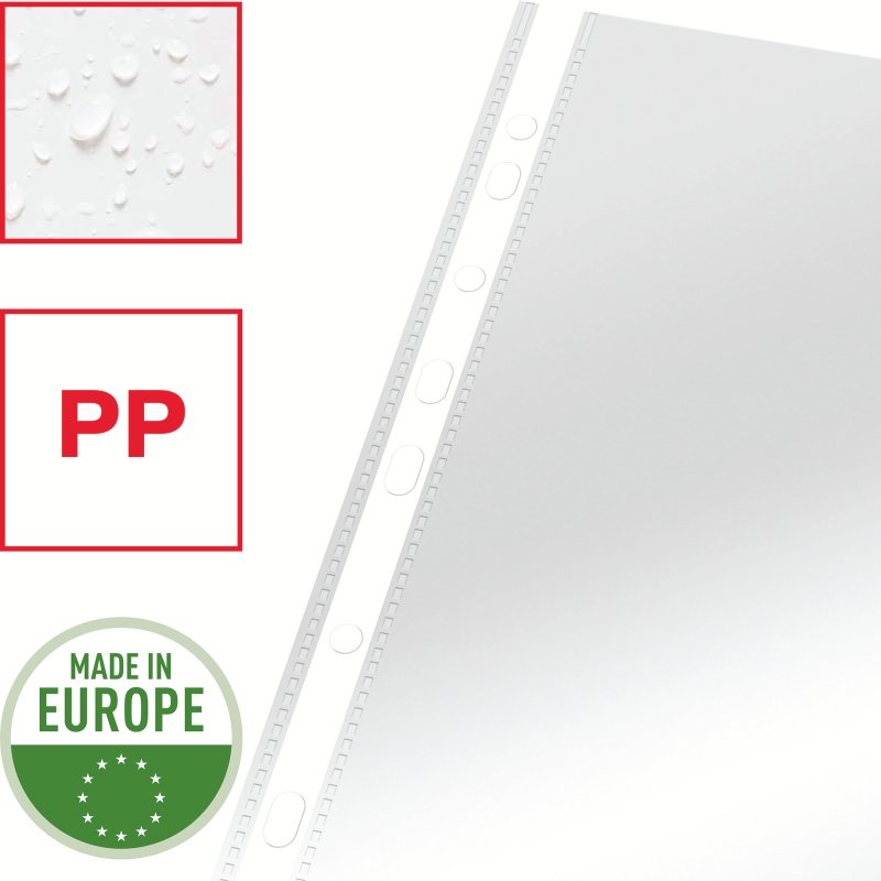 Pochette esselte polypropylène lisse 10.5/100e perforée a4 230x302mm transparent boîte 100 unités