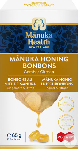 Manuka Health Bonbons Au Miel De Manuka MGO400+ Contre La Toux Gingembre Citron 15 Bonbons
