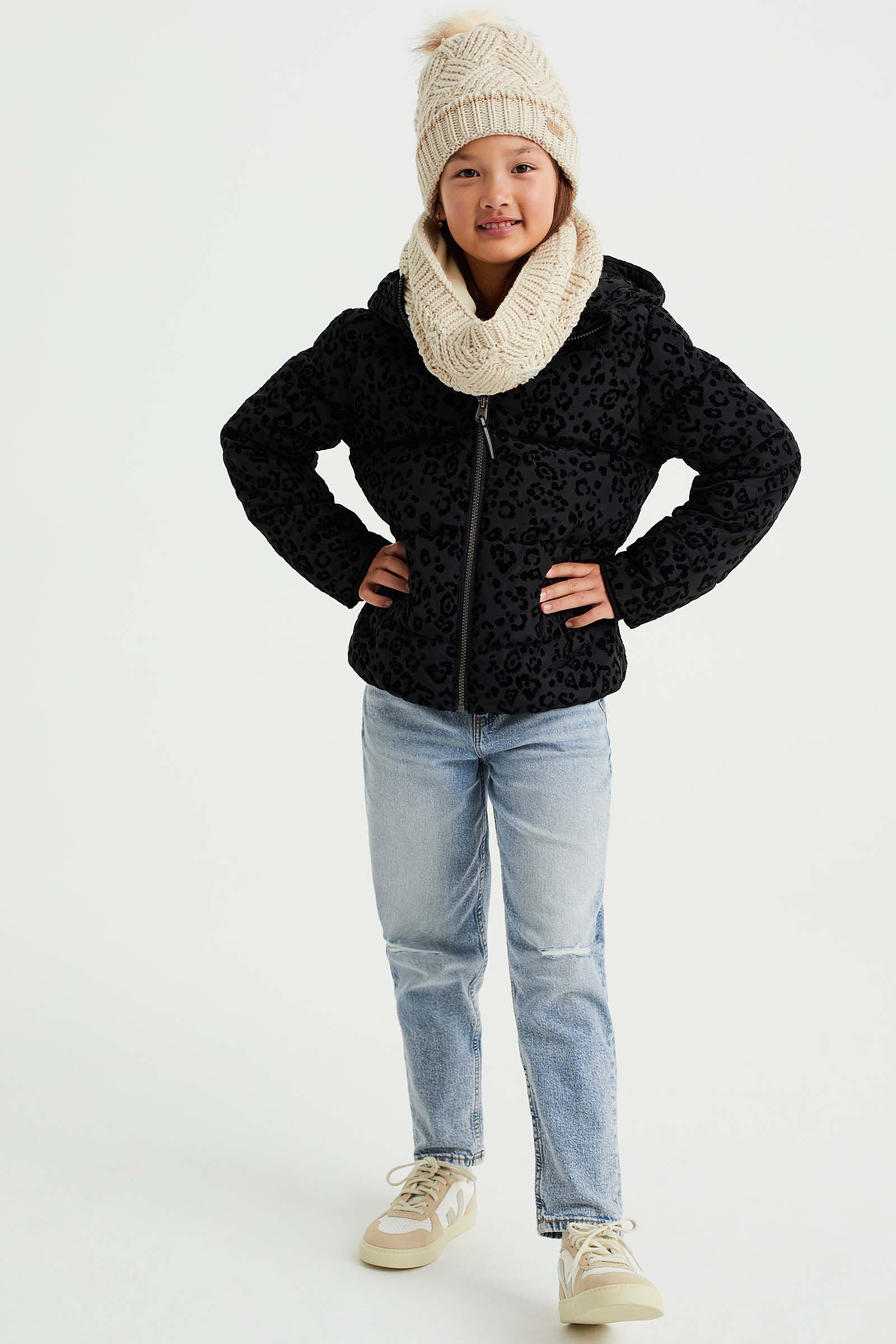 Meisjes gebreide colsjaal WE Fashion Gebroken wit