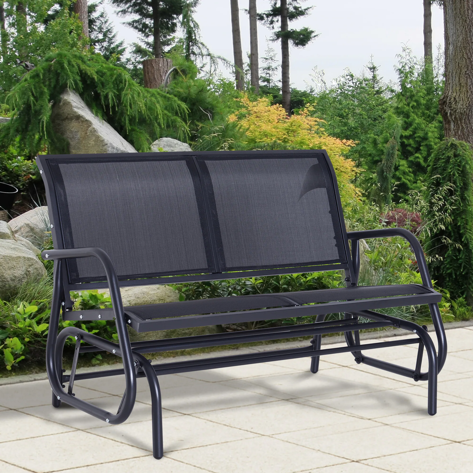 Outsunny Schaukelbank für 2 Personen schwarz 80 x 123 x 88 cm (LxBxH)