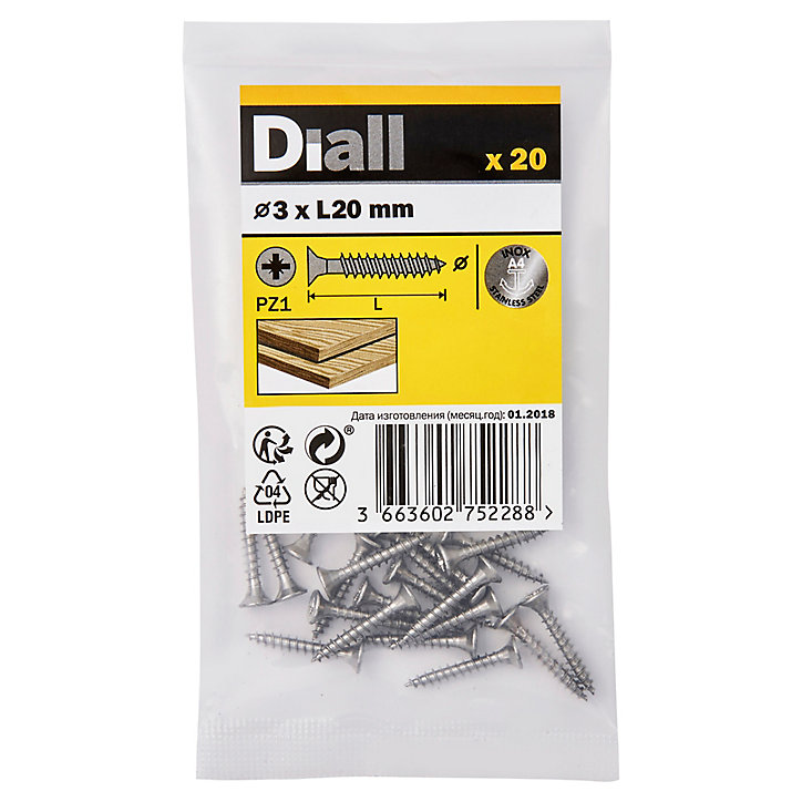 Vis à bois en acier inoxydable A4 pozidriv 3x20 mm - 20 pièces