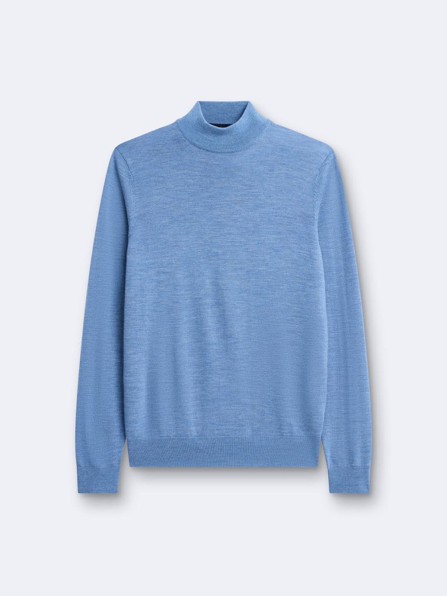 Pull col cheminée en laine mérinos