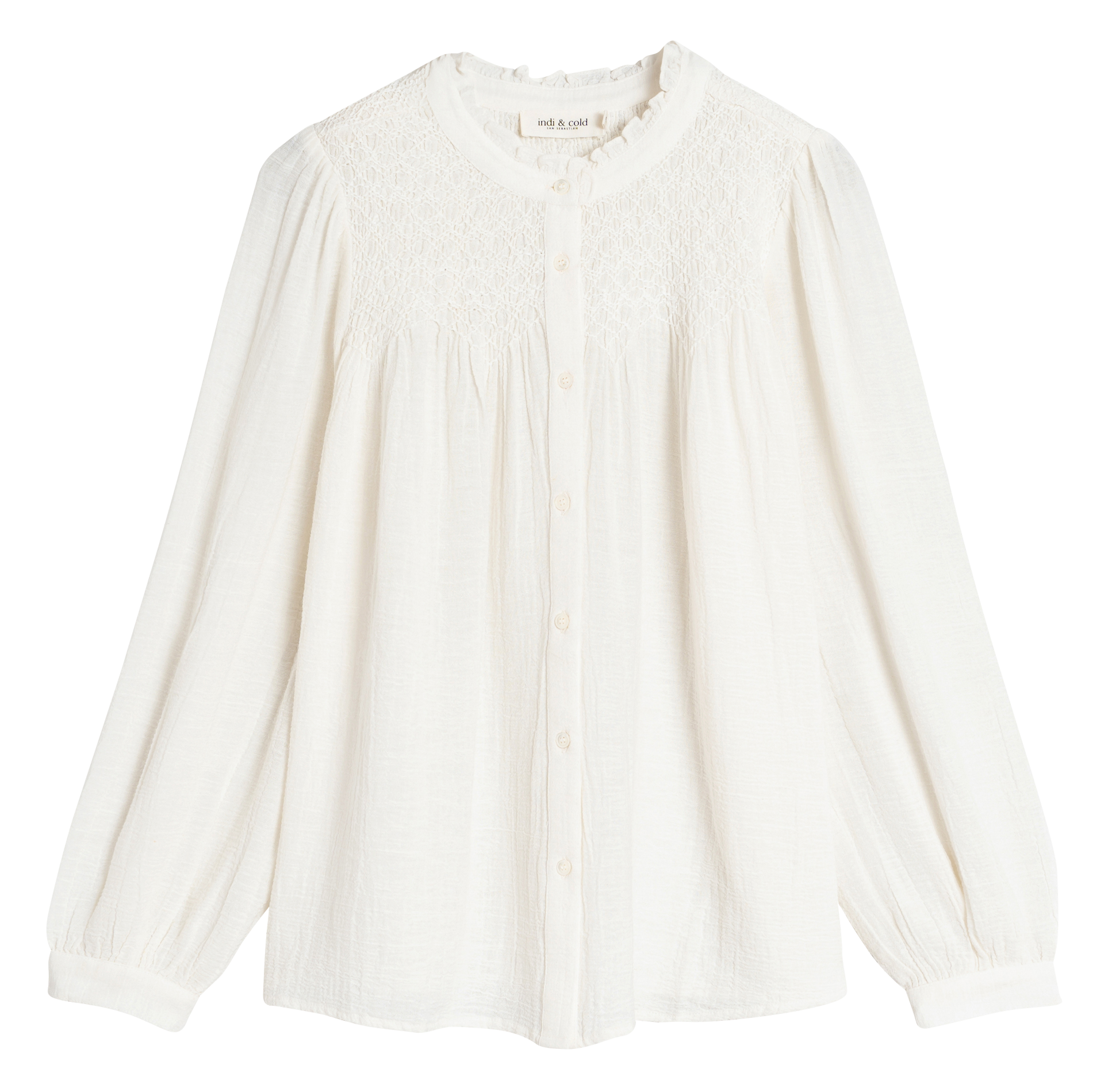 Chemise col rond ample en coton bio | Blanc