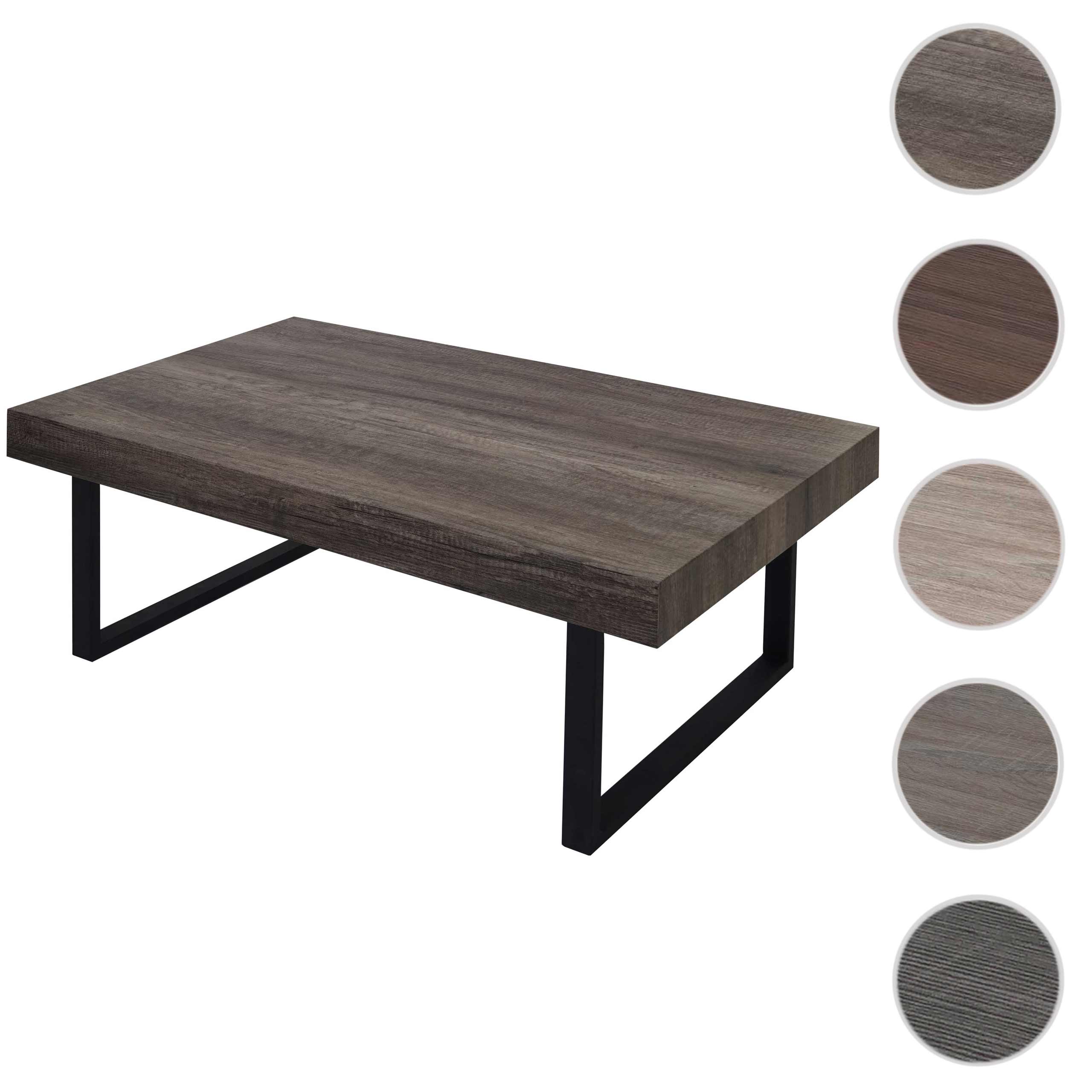 Couchtisch Genk H576, Wohnzimmertisch, 40x110x60cm, MVG-zertifiziert ~ Wildeiche, dunkle Metall-Füße