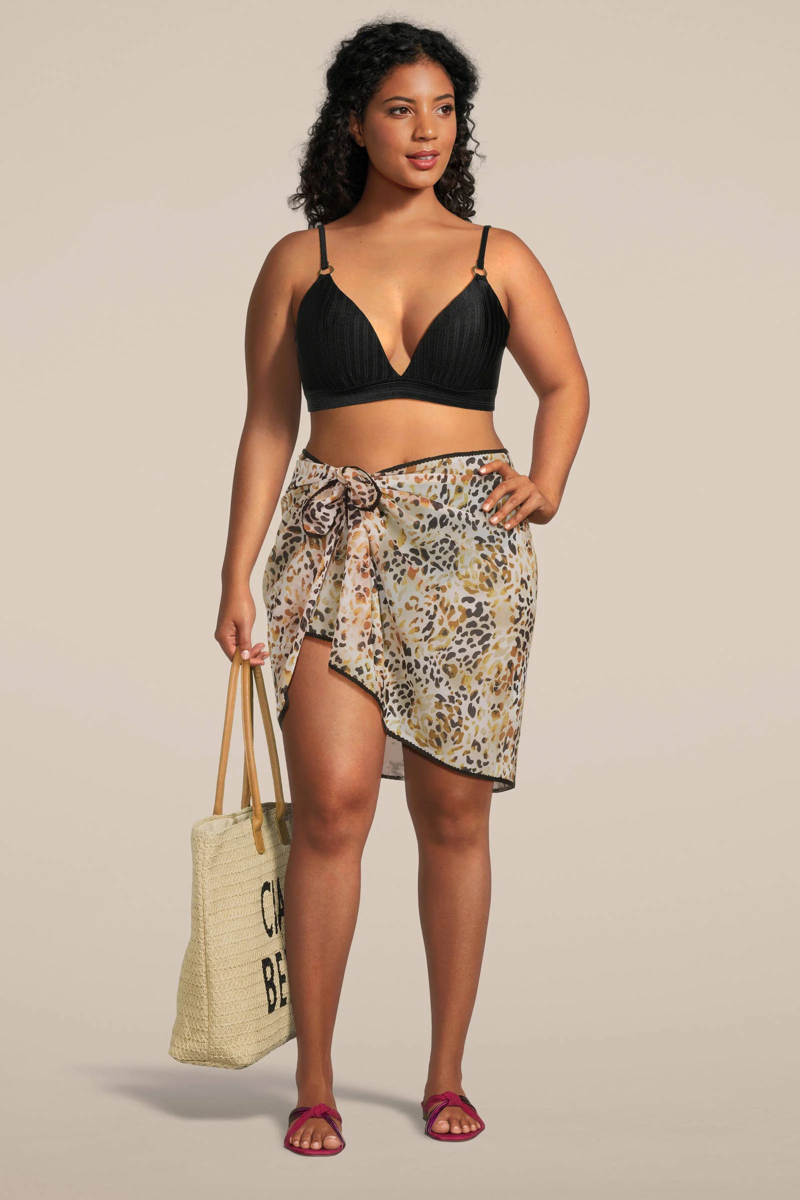 BEACHWAVE pareo ecru/bruin