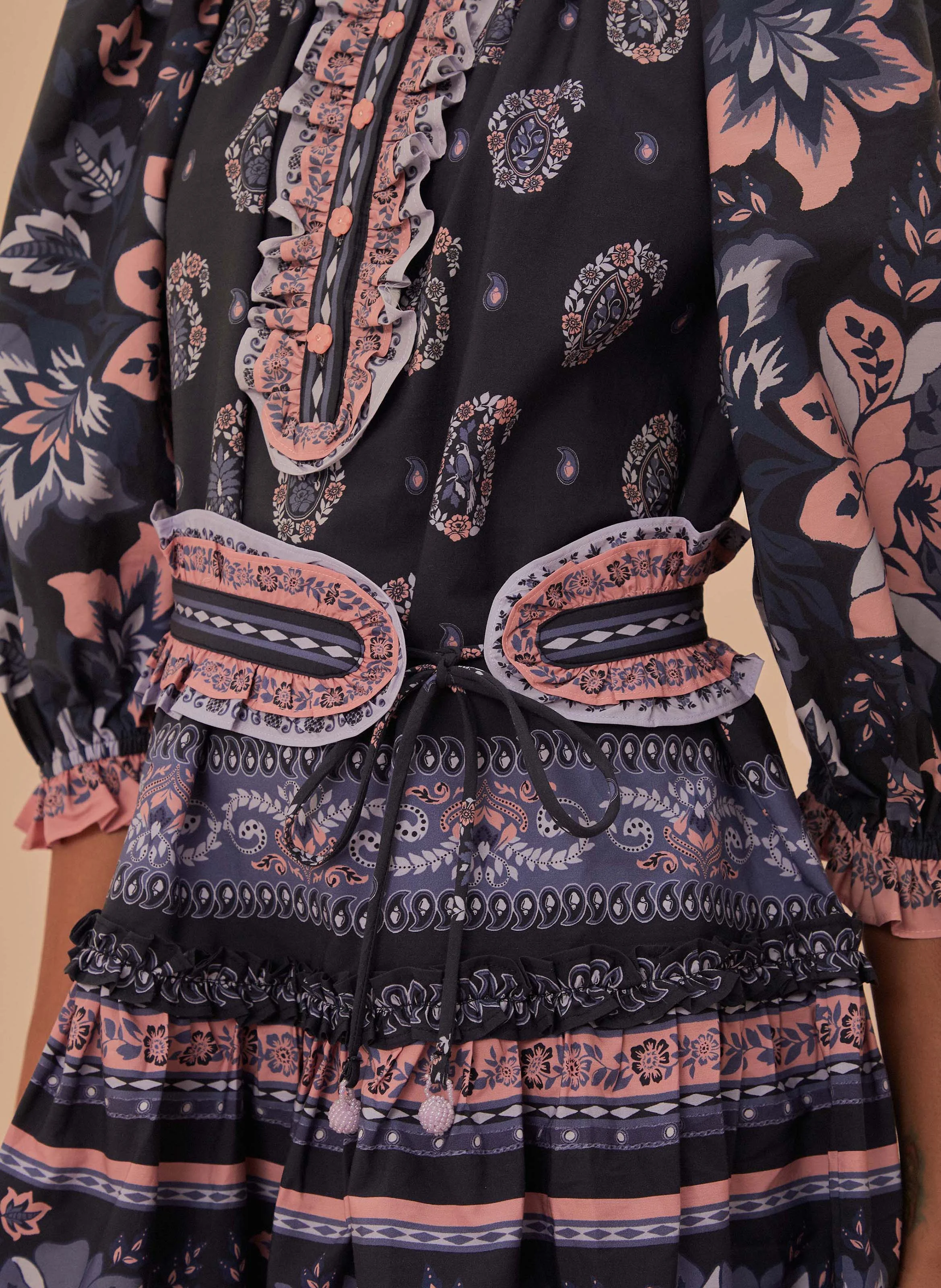 Robe courte en coton imprimé | Bleu