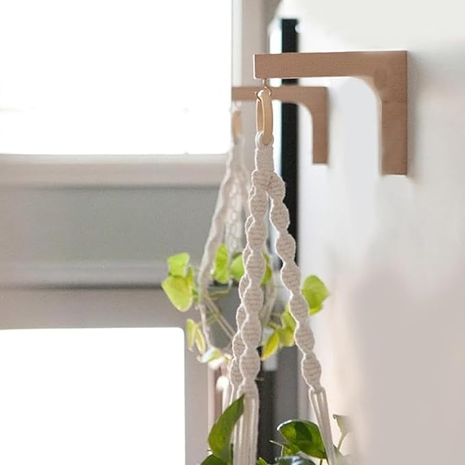 Holz Wandhaken Outdoor Hänge Pflanzen Haken Blumenampel Halterung - Braun