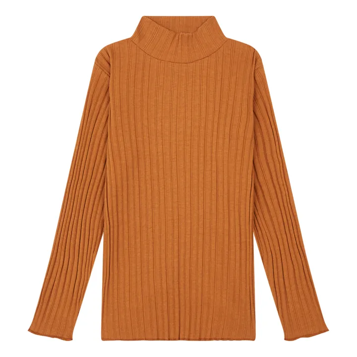 SMALLABLE BASICS Sous Pull Fille Côtelé Coton Bio | Noisette