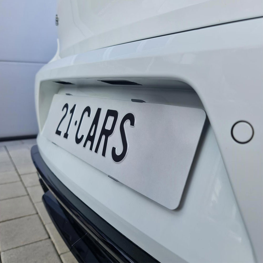 Rahmenlose Klick Wechselschild Nummernschild Kennzeichenhalter für Auto KFZ Set Vorne   Hinten | Langformat (21-1-002) - Transparent