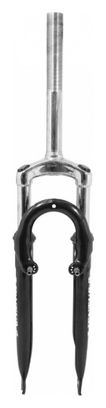 FOURCHE VTT 26   M-W A SUSPENSION ACIER RESSORT-ELASTOMERE POUR V-BRAKE ET DISC NOIR DEB. 50mm PIVOT (240-130mm) FILETE 1 1-8-25 4 INTERIEUR
