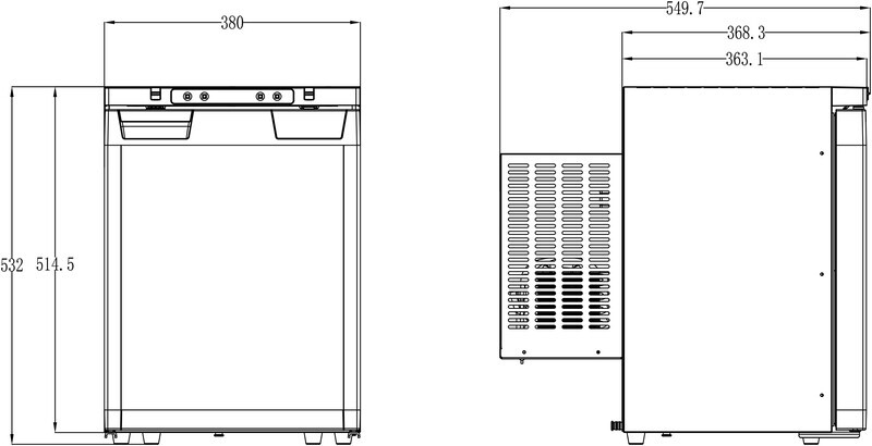 Kompressor-Einbaukühlschrank LR40L mit versetzbarer Kompressoreinheit - 35,8 l