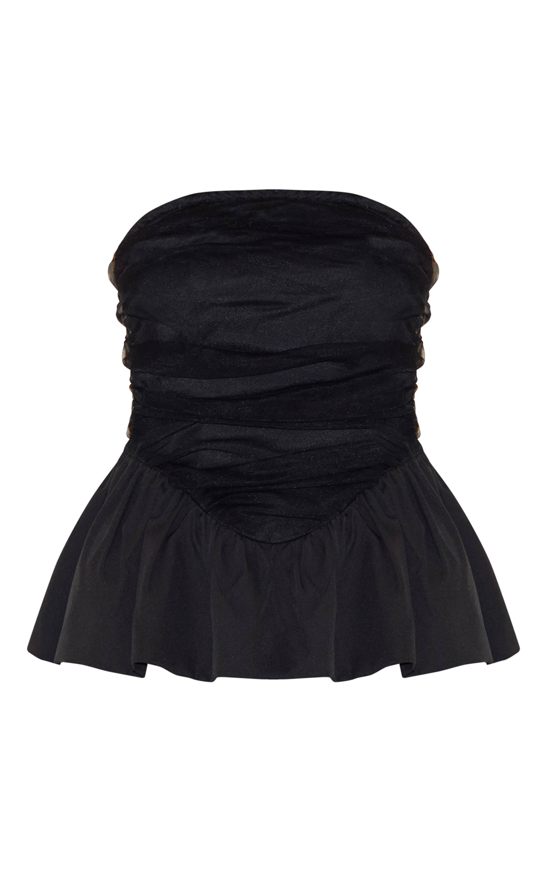 Noir Corset Péplum Superposition En Maille