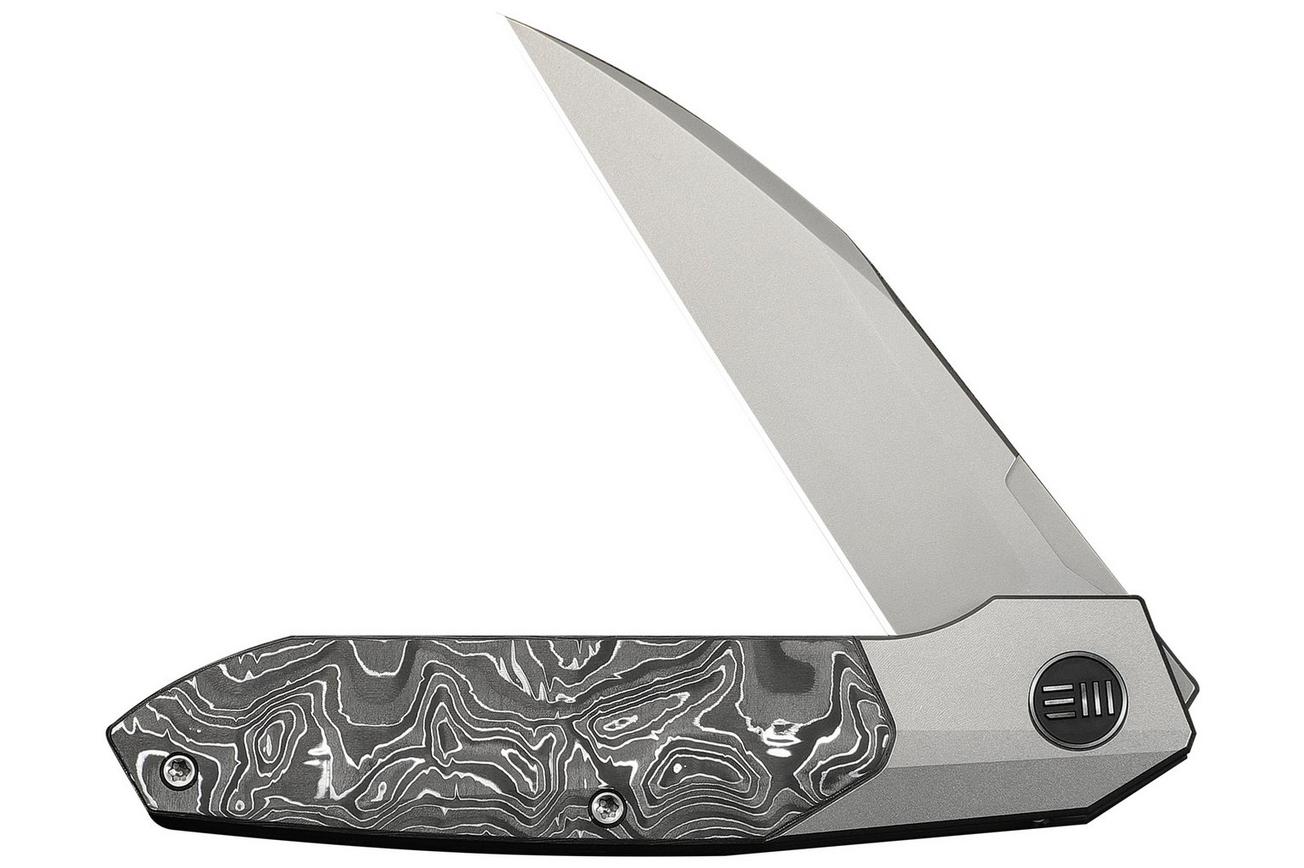 WE Knife Brr15 WE24007-2 Stonewashed M390, Titanium Aluminum Foil Carbon Inlay, zakmes, Rafal Brzeski design