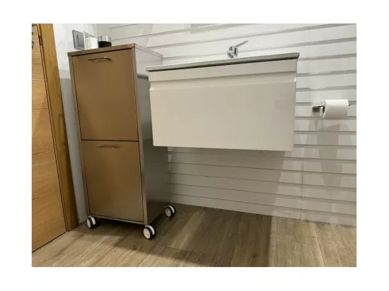 Panier à linge à roulettes, 2 compartiments - Inox - 96*40*27 cm - TANGO