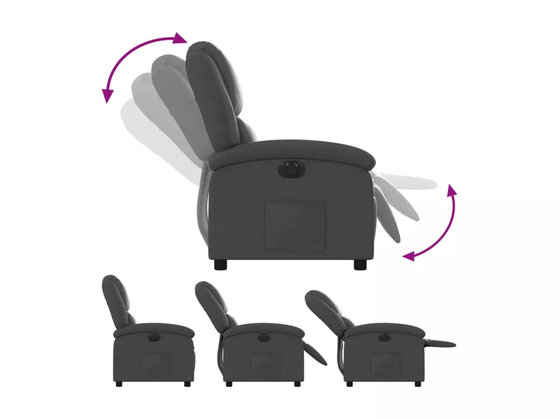 Fauteuil inclinable électrique gris cuir véritable