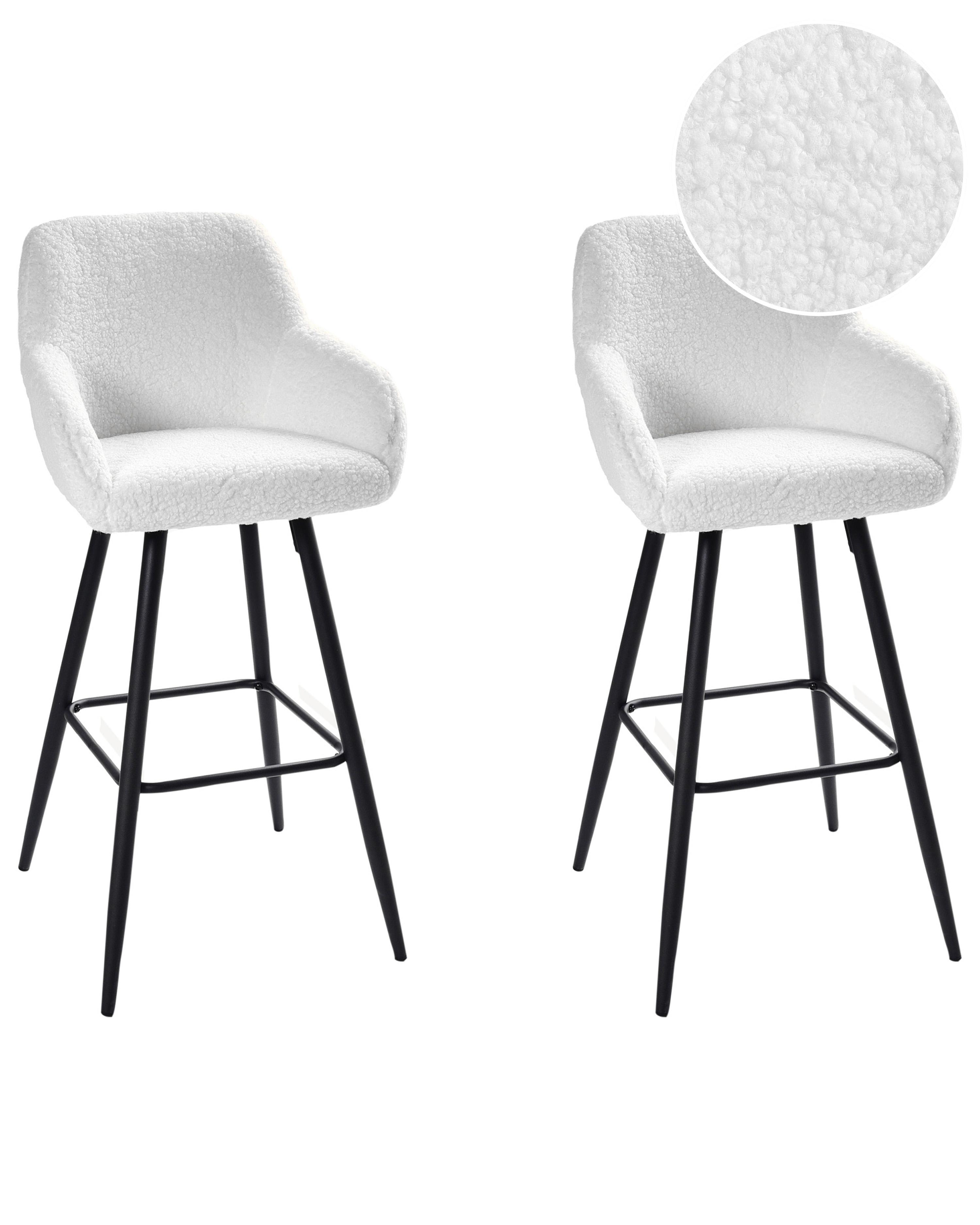 Set van 2 barstoelen CASMALIA Bouclé Gebroken wit