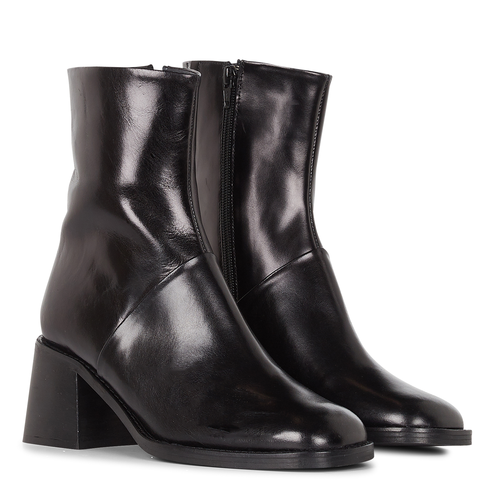 DIOUMA - Bottines à talon en cuir | Noir