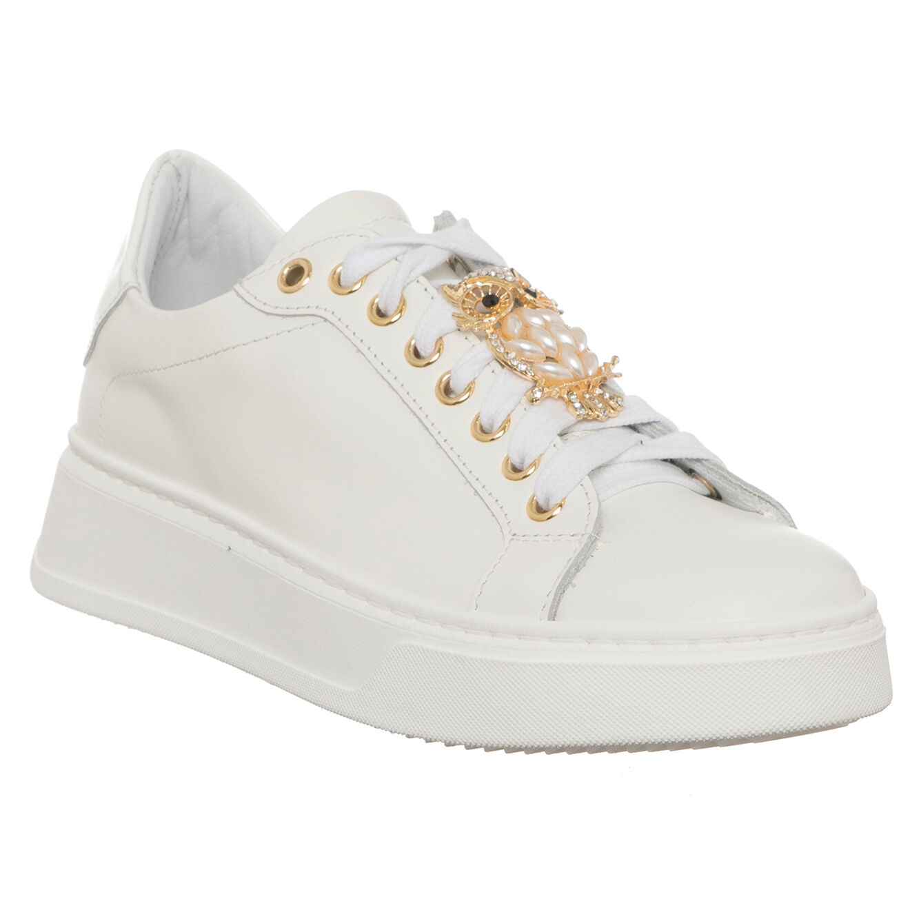 Loretta Pettinari Sneakers en Cuir Osta blanc/doré