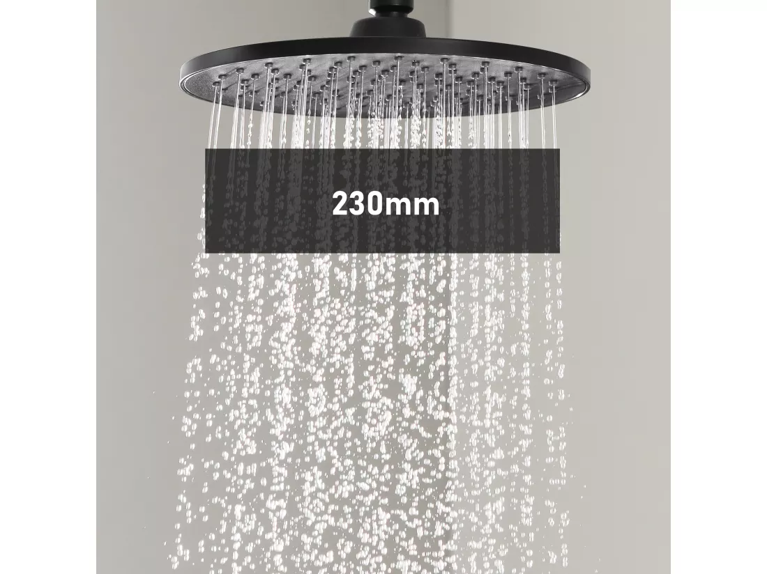 Cecipa max Noir Colonne de Douche Thermostatique Ensemble de Douche Ronde avec Mitigeur Système de Douche Hauteur Réglable,EU Modèle