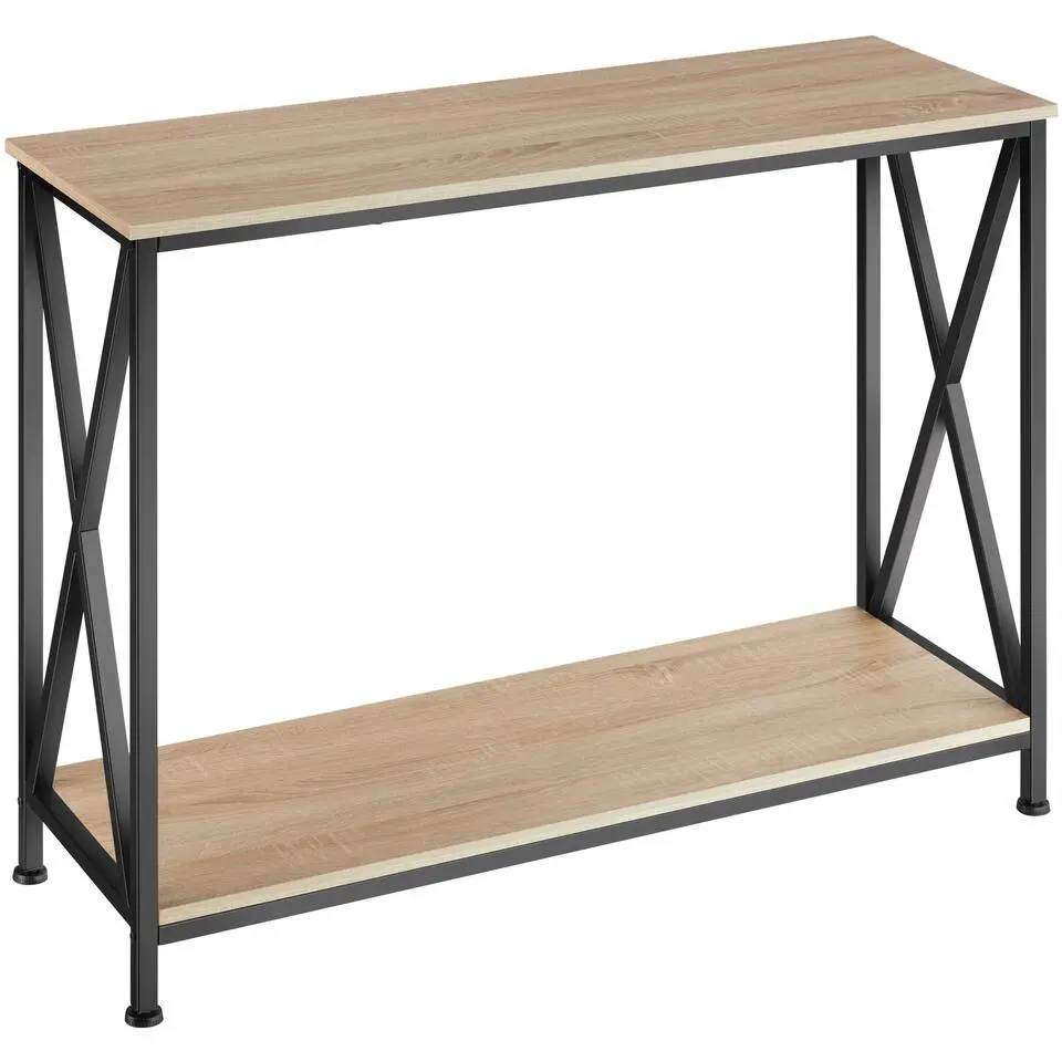 tectake Consoletafel Tacoma 100x35x80,5cm, Industrieel Licht Hout, Eiken Sonoma