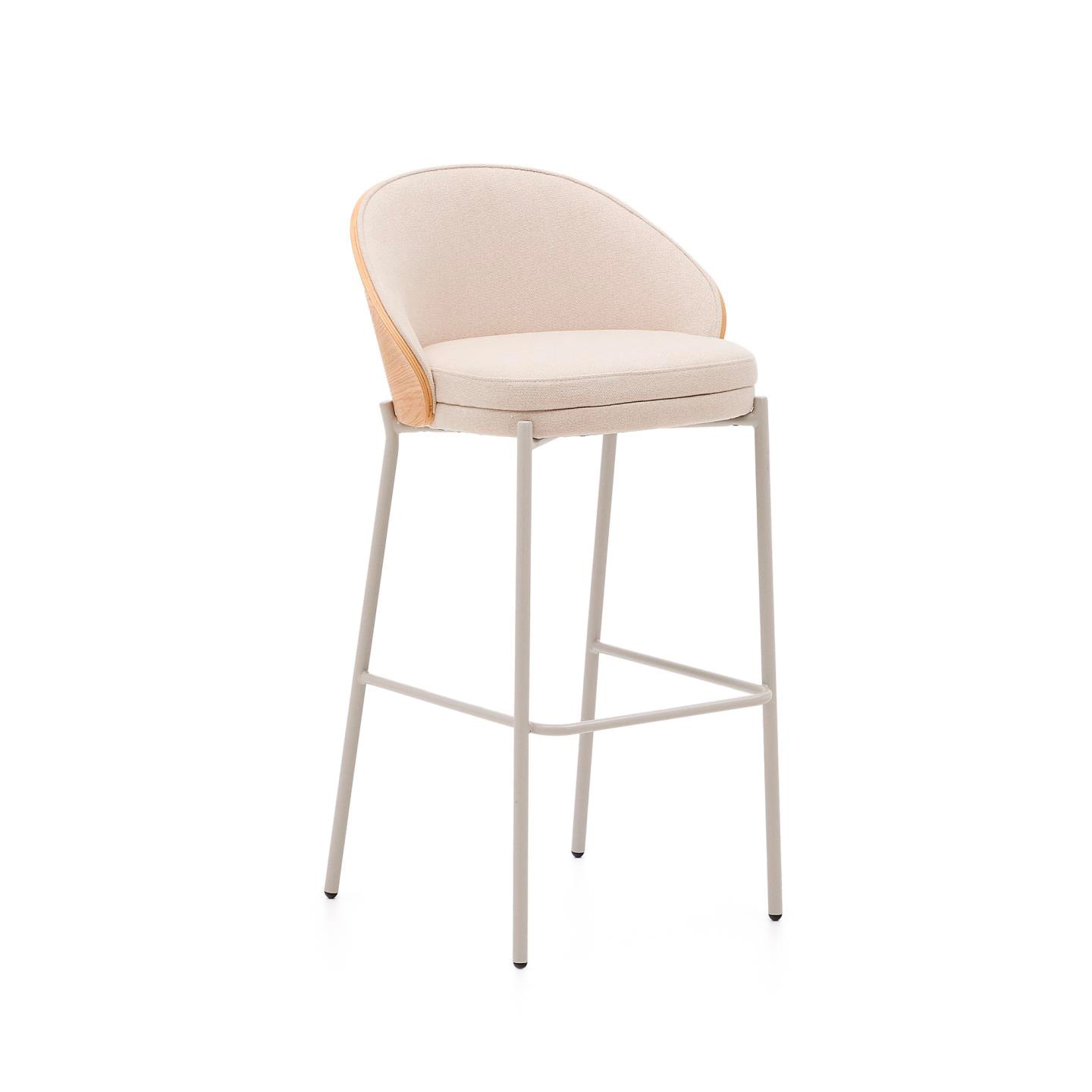Kave Home Barhocker EAMY Chenille-Bezug beige/Metall beige
