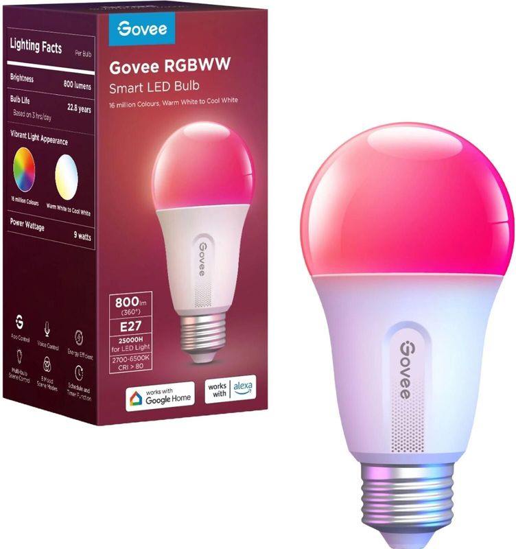 Govee - RGBWW Smart LED-Lamp - Multicolor - Slimme Verlichting
