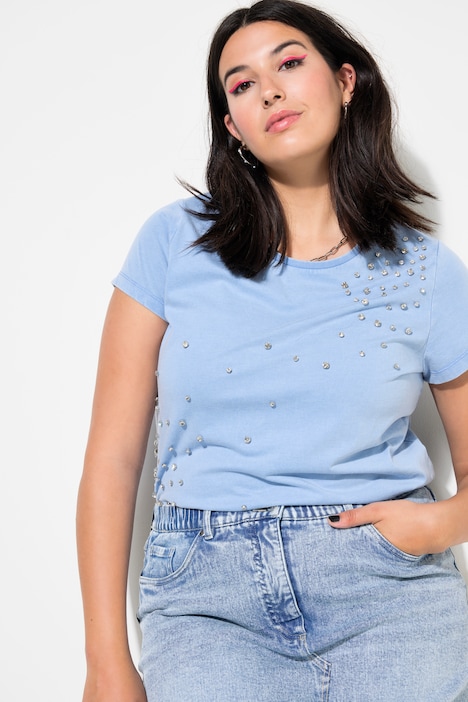 T-Shirt, Classic Shape, Vintage Look, Strass