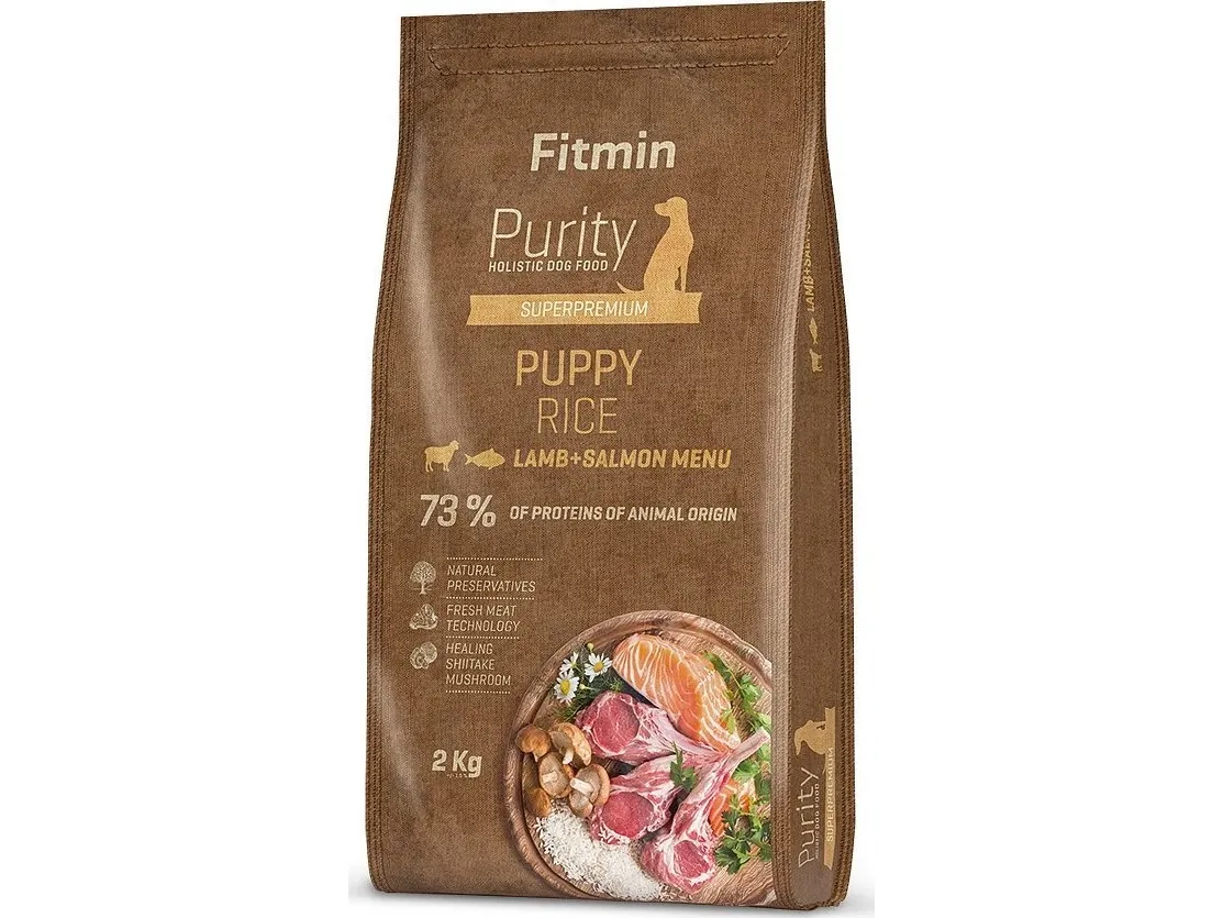 FITMIN PURITY RICE PUPPY LAMB&SALMON 2kg Voksen Lam, Ris