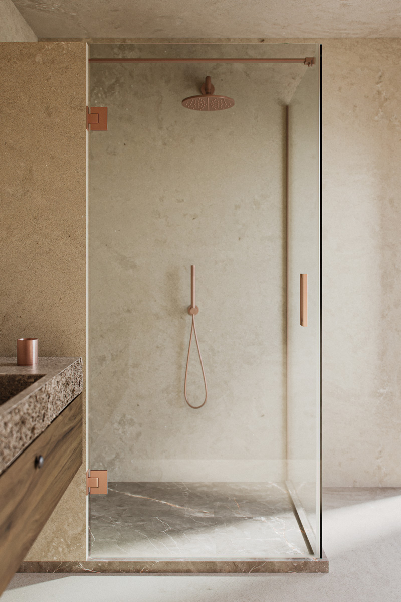 Saniclear Modern Copper douchecabine 100x90 met 90cm deur geborsteld koper
