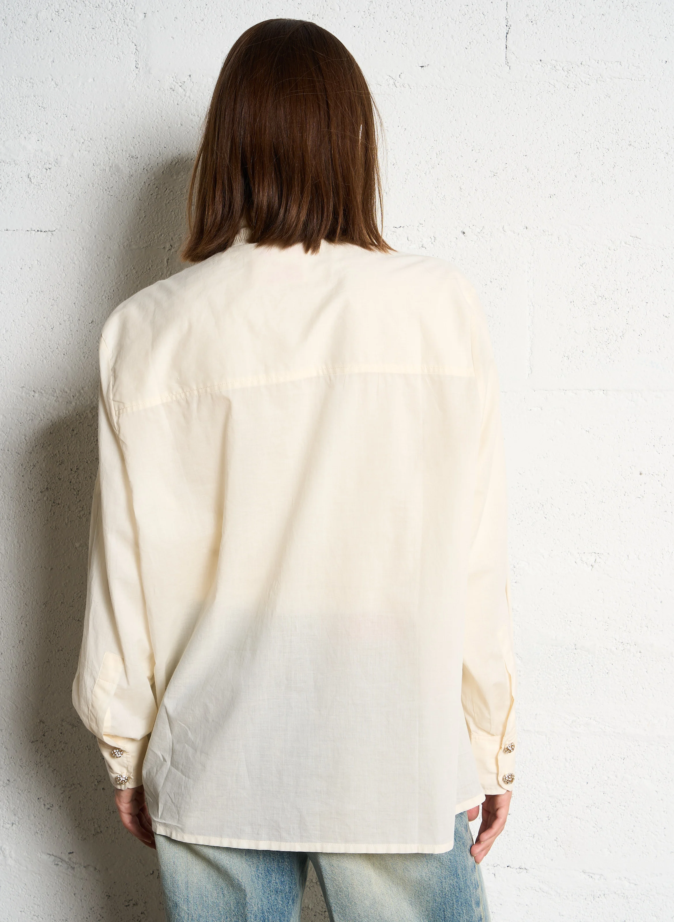RAMPLINGO - Chemise col rond ample en coton | Blanc