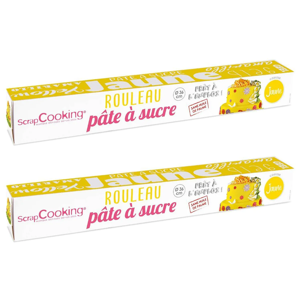 2 pâtes à sucre en rouleau Ø 36 cm - jaune Scrapcooking