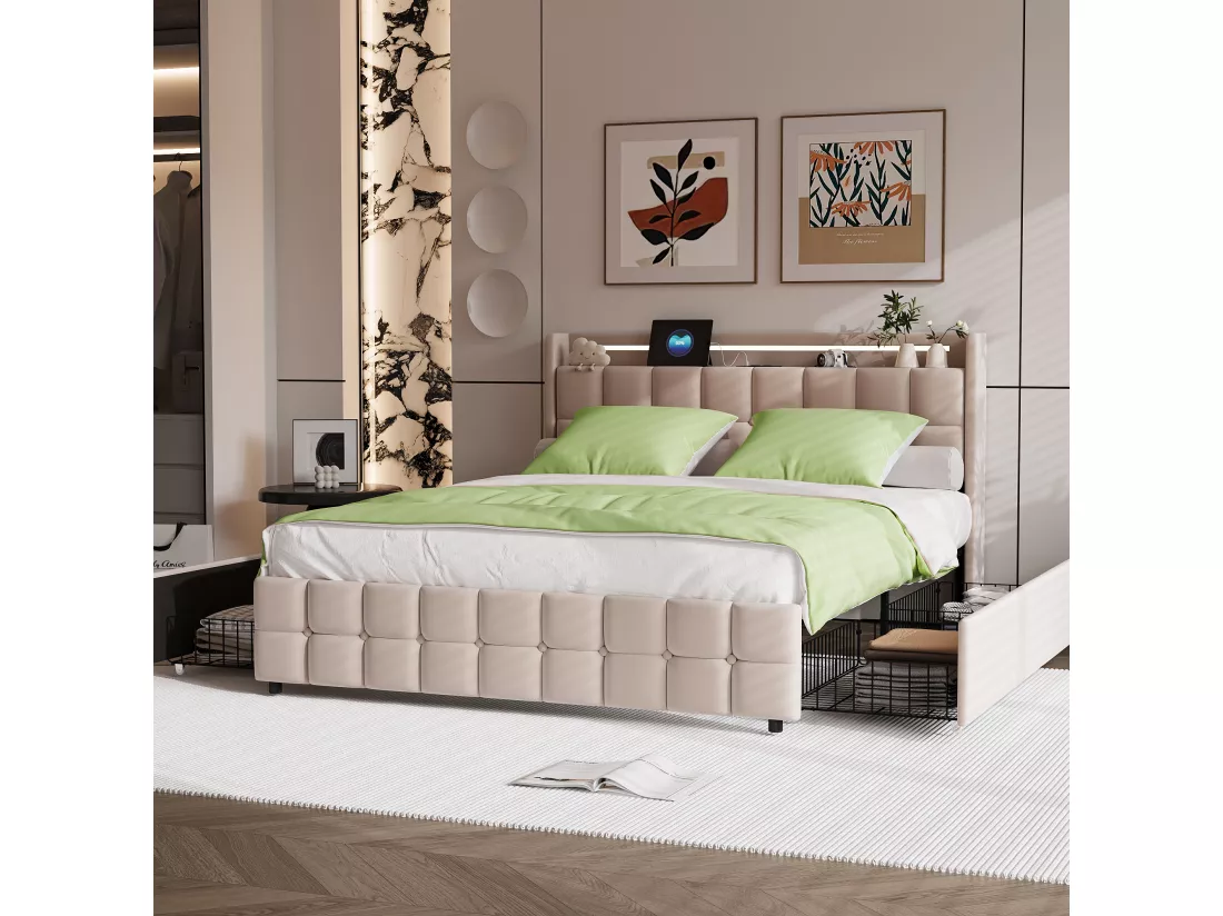 Parure de lit 3 pièces, d'oreiller*2(80 x 80), drap-housse (160 x 200) + housse de couette (155 x 220), vert, polyester