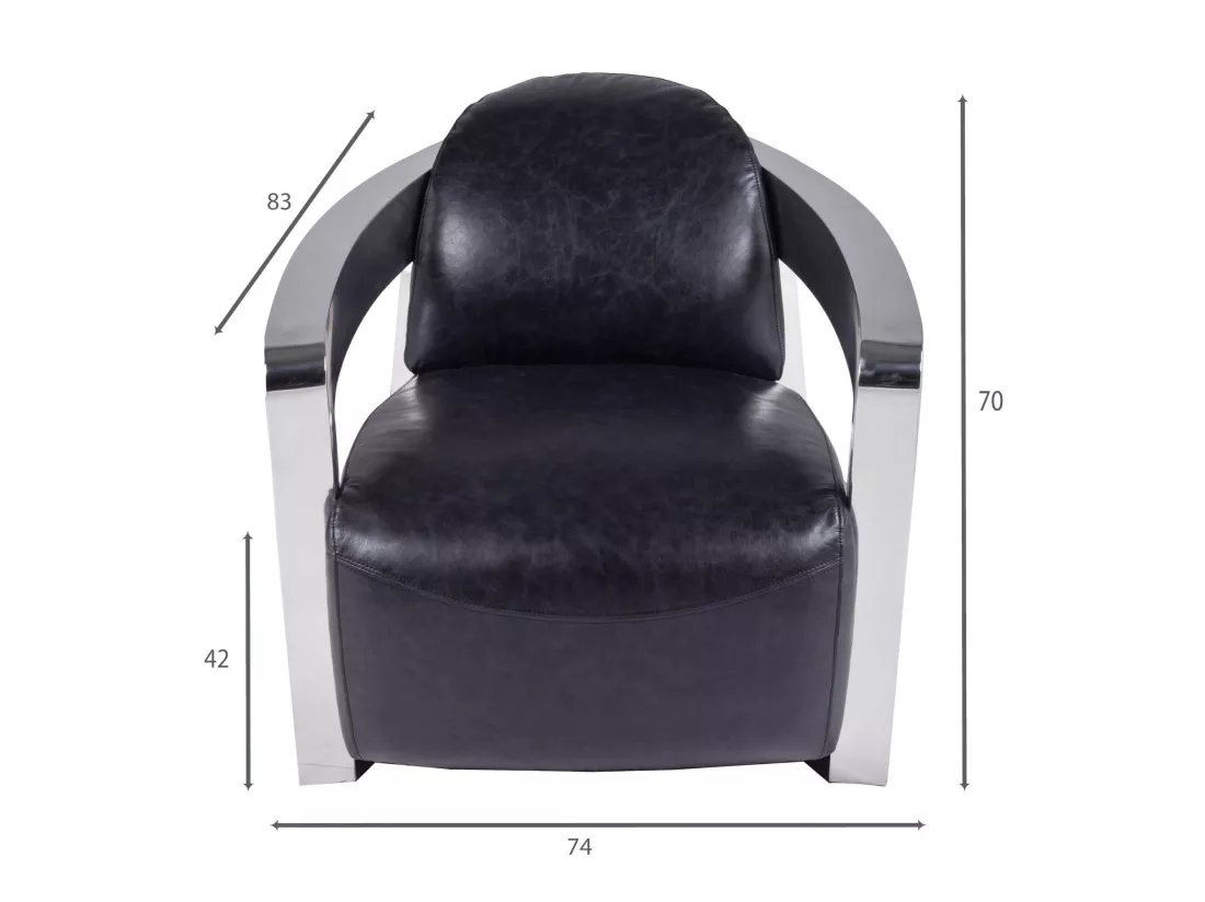 Now's Home - Fauteuil En Cuir Noir Et Structure En Acier Inoxydable