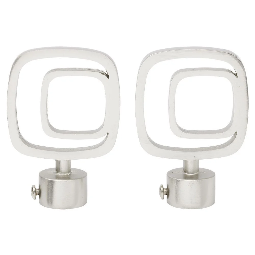 Embout tringle à rideau Ø20mm carré ajouré aluminium brossé x2