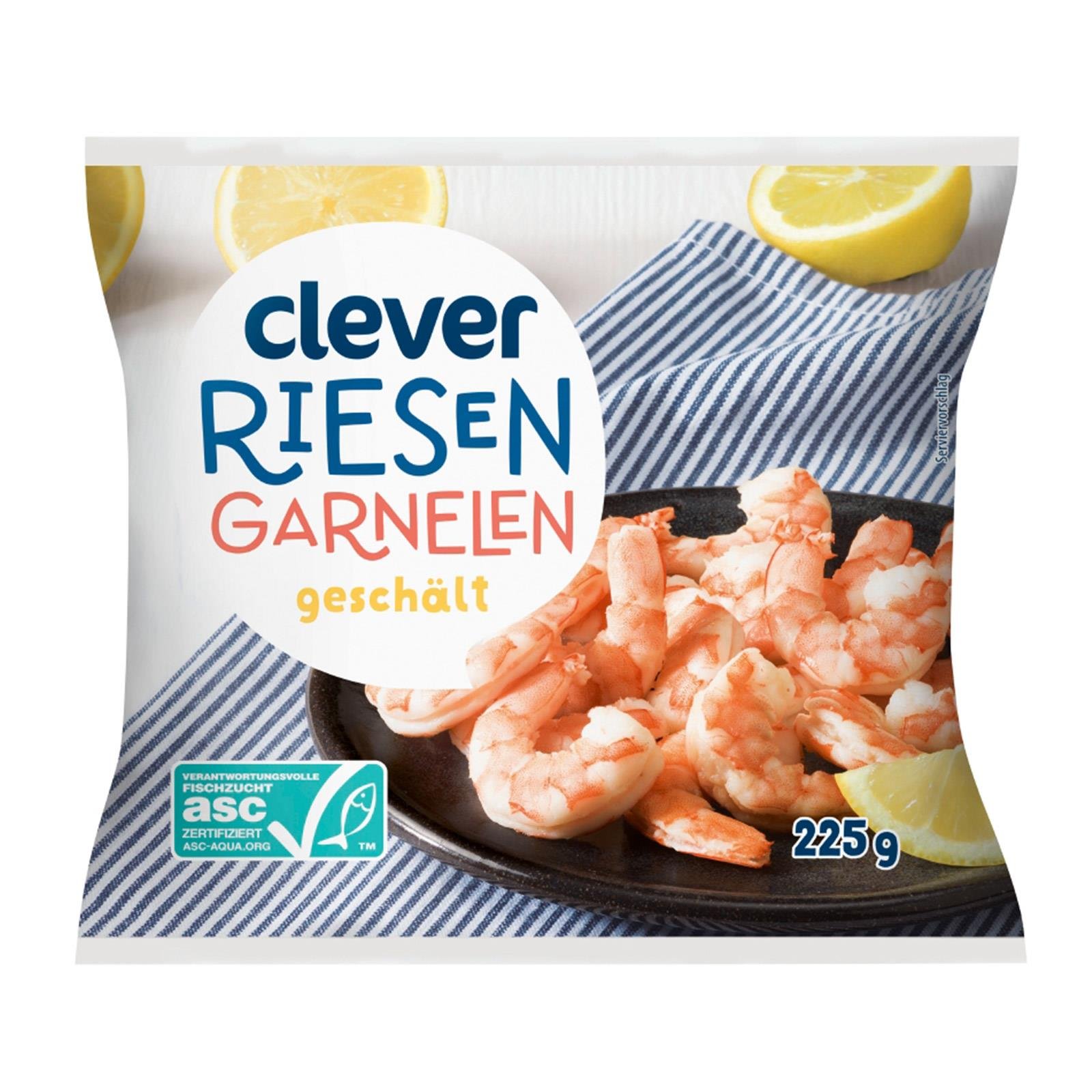 Clever Riesengarnelen geschält