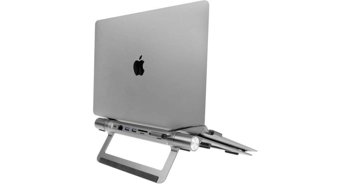 ACT ConnectivityLaptopstandaard met afneembaar USB-C docking station  (Aluminium/grijs)