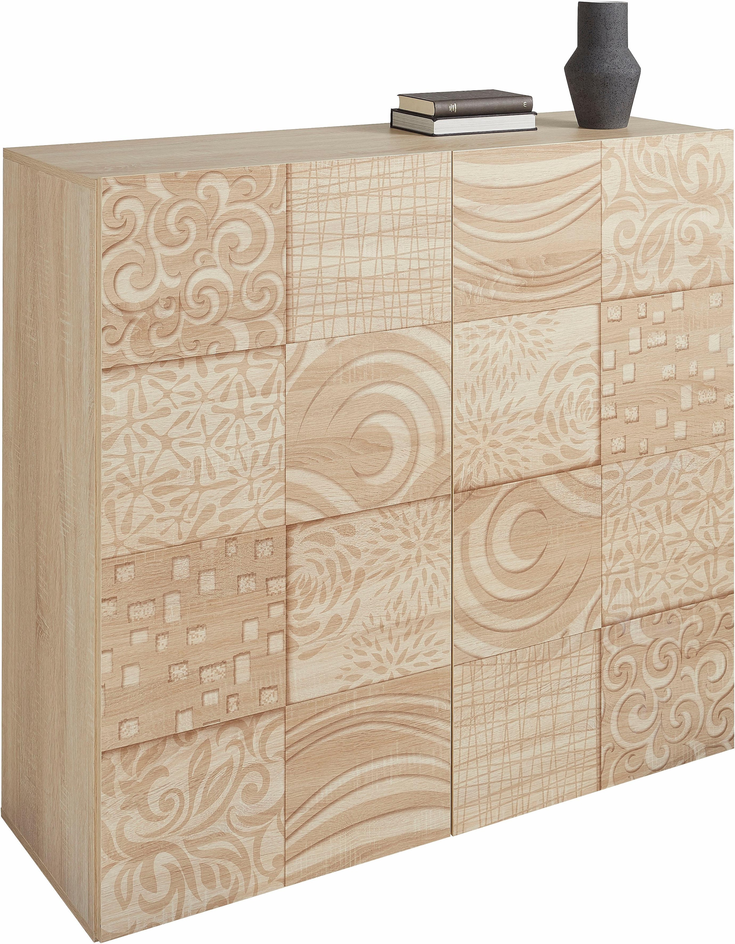 INOSIGN Highboard »Miro« Breite 121 cm mit dekorativem Siebdruck