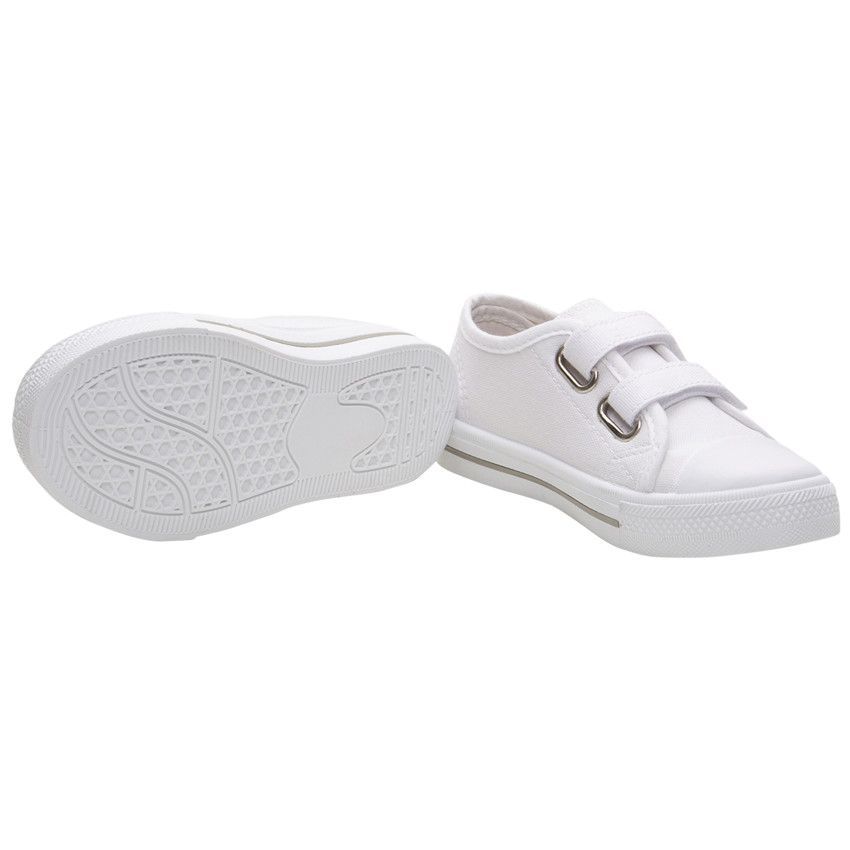 Baskets blanches en toile à scratchs du 24 au 35 - Blanc