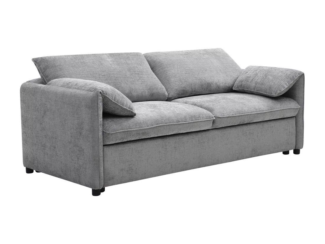 Canapé 3 places convertible en tissu texturé gris ALPARETO