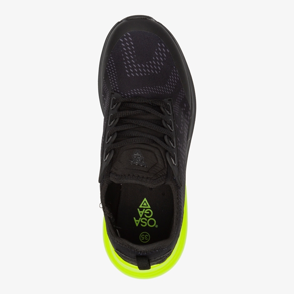 Osaga jongens sneakers zwart met neon geel